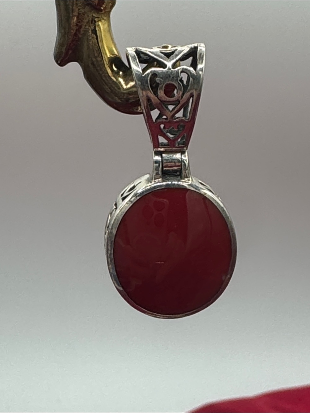 Elegant Silver and Red Pendant